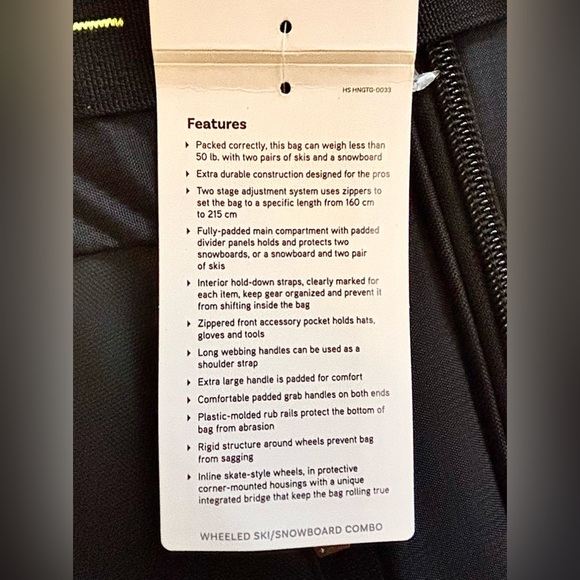 NWT HIGH SIERRA Adjustable Wheeled Ski/Snowboard Bag - Picture 5 of 11